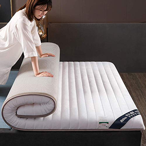 AOLI Tatami Kissen Latex Futon-Matratze, verdicken Bodenmatte, Anti-Rutsch-Bett Schlafkissen faltbare Matratze Topper, japanische Studentenwohnheim Matratzenauflage für Erwachsene und Kinder, Beige,